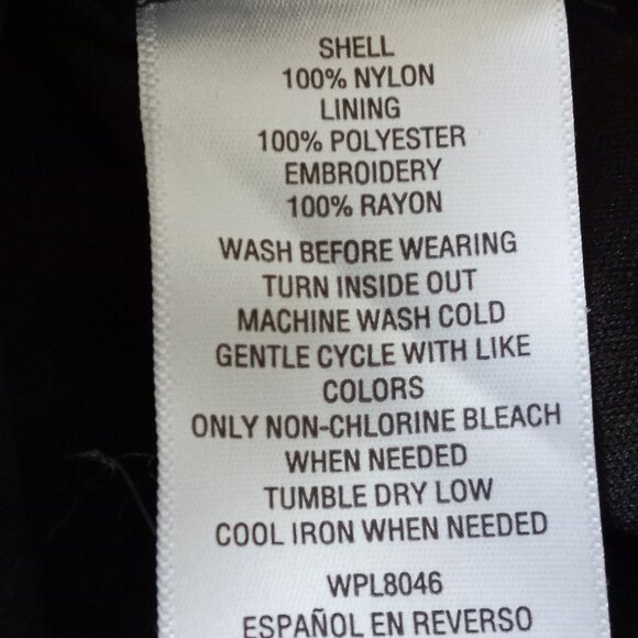 Charter Club Embroidered Flowers Mesh Overlay Black Blouse Top sz S - Picture 8 of 8